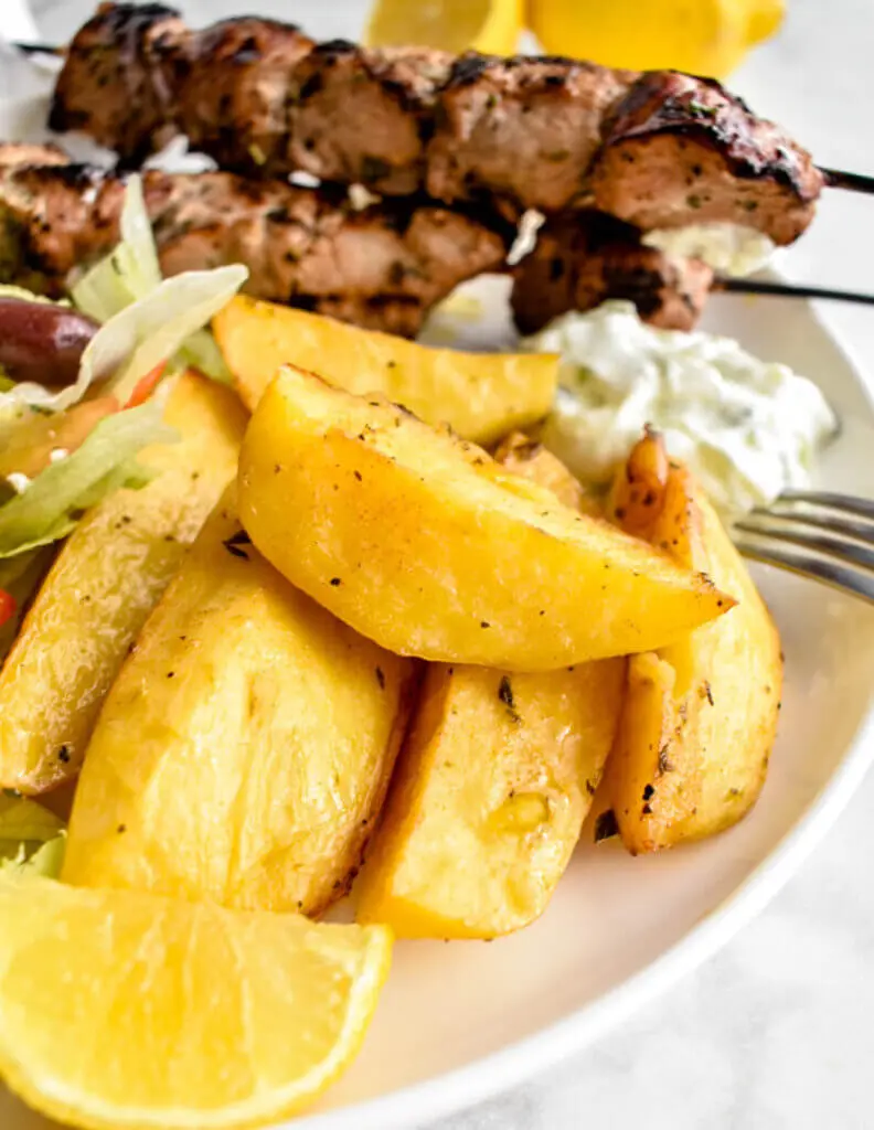 Souvlaki with Lemon Potatoes at K Motel & Steakhouse Restaurant in Swift Current